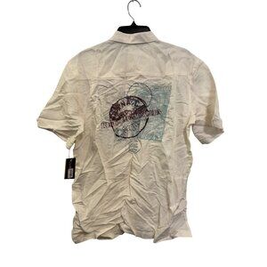 Cubavera Mens Egret Short Sleeve Button-Up Shirt M 55% Linen 45% Rayon Cuba Anni